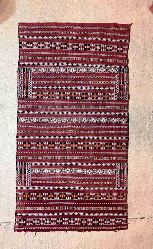 Kelim handgeweven Marokkaanse berber kleed 243/130, Antiek en Kunst, Antiek | Tapijten, Tafelkleden en Textiel, Ophalen of Verzenden