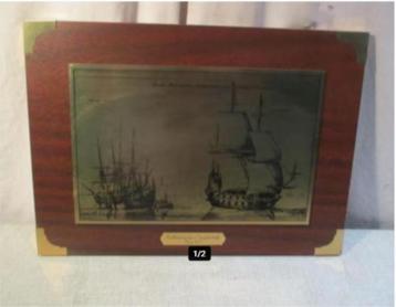 Mooie Oude Koperen Gravure - Segelshiff - 40x30 beschikbaar voor biedingen