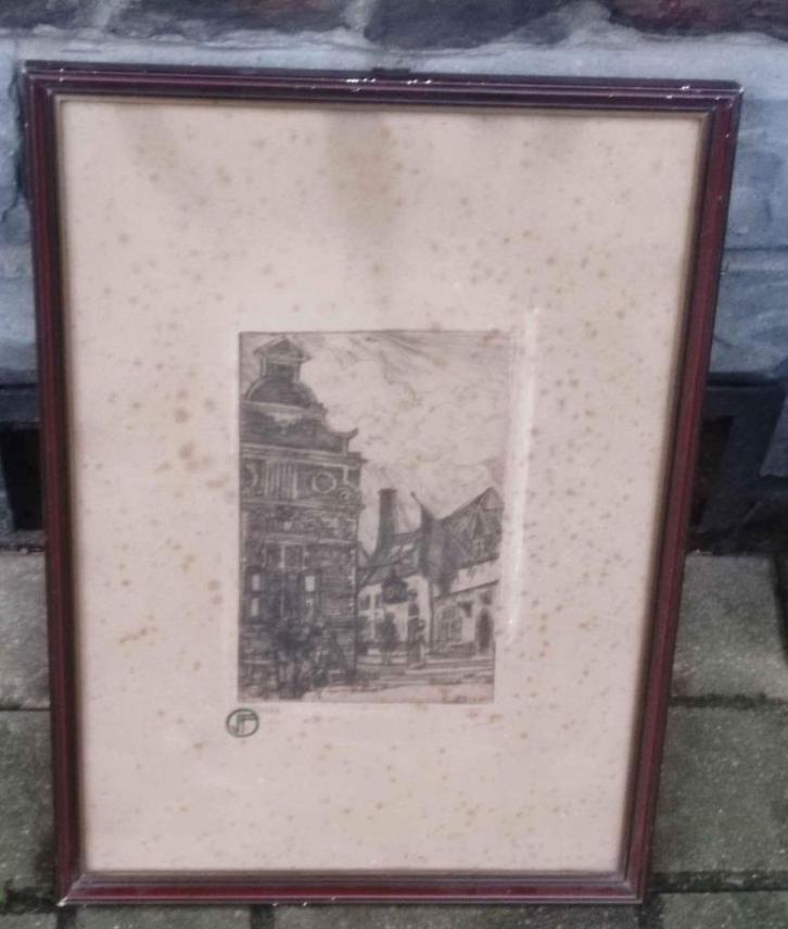 Gravure signe Jehan frison, Antiek en Kunst, Kunst | Etsen en Gravures, Ophalen of Verzenden