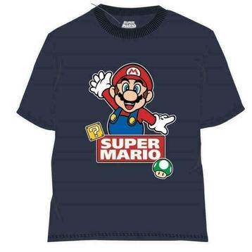 Super Mario T-shirt - Donker Blauw - Maat 122