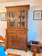 Te koop – massieve eiken buffetkast en vitrinekast (vintage), Huis en Inrichting, Kasten | Dressoirs, Ophalen, Met deur(en)