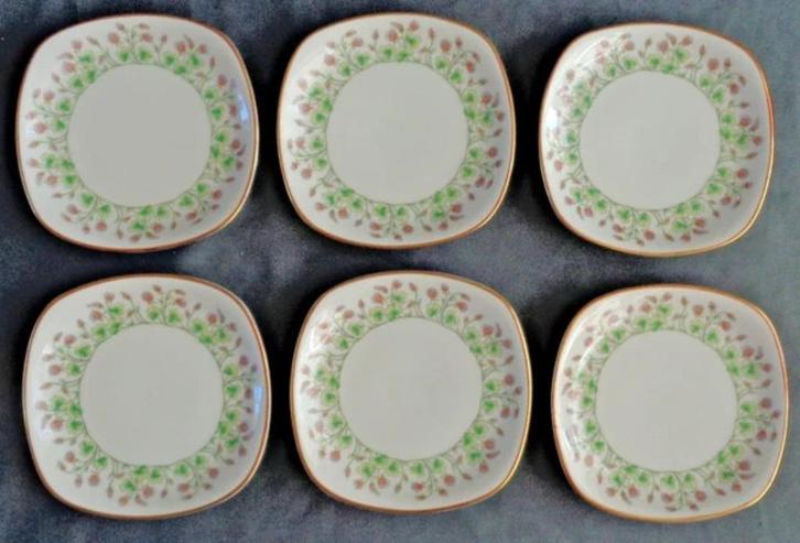 Hutschenreuther Kleeblume 591 6x gebaksbord 15cm porselein, Huis en Inrichting, Keuken | Servies, Zo goed als nieuw, Porselein