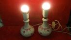 Paar oude porselein tafellampen nachtlampjes werkend, Minder dan 50 cm, Overige materialen, Gebruikt, Ophalen of Verzenden