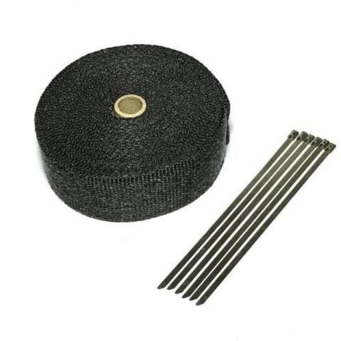 Hittebestendige uitlaattape heatwrap zwart - 10 meter, Motoren, Tuning en Styling, Ophalen of Verzenden