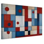 Rode en blauwe figuren abstract canvas 60x40cm - 18mm., Verzenden
