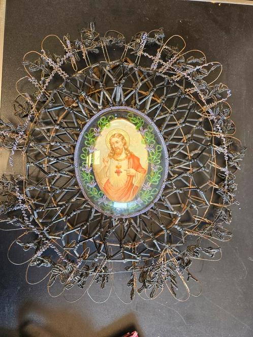 Antieke rouwkrans, Antiek en Kunst, Antiek | Religieuze voorwerpen, Ophalen of Verzenden
