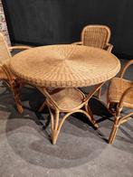 Tuintafel en stoelen in Rotan, Tuin en Terras, Ophalen, 4 zitplaatsen, Gebruikt, Rotan