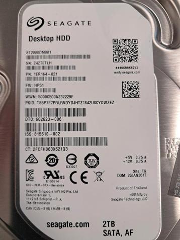2x Seagate disque dur sata 2To beschikbaar voor biedingen