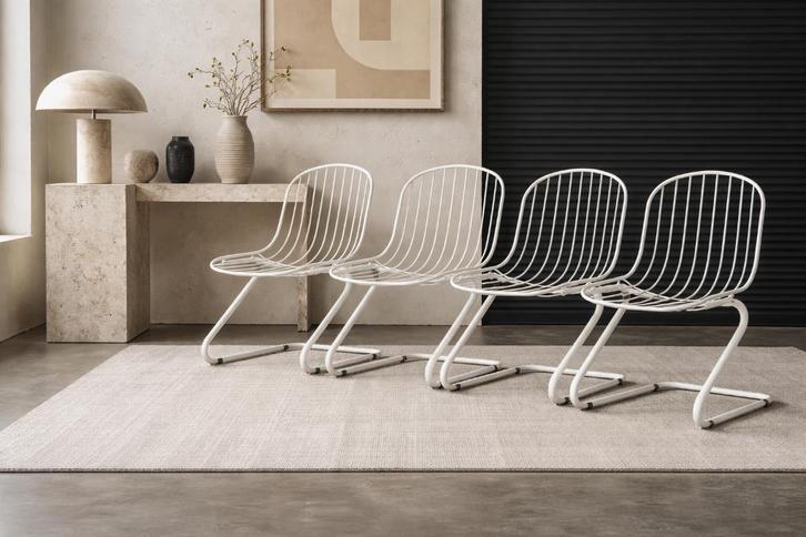 Set vabn 4 Gastone Rinaldi stoelen, Huis en Inrichting, Stoelen, Zo goed als nieuw, Vier, Metaal, Wit, Ophalen