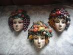 Set Vintage Italiaans aardewerk wandmasker.(1960-1970), Antiek en Kunst, Antiek | Keramiek en Aardewerk, Ophalen