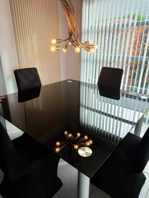 Glazen design tafel, Maison & Meubles, Tables | Tables à manger, Utilisé, 100 à 150 cm, 100 à 150 cm, Cinq personnes ou plus, Carré