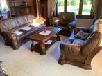 lederen salon, Ophalen, Gebruikt, Rechte bank, Hout