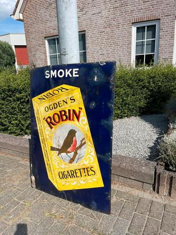 Enseigne publicitaire émaillée cigarettes ROBIN