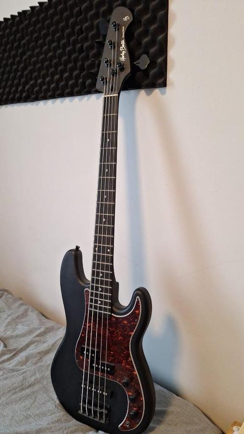 Basse 5 cordes Harley Benton PJ-5 SBK Deluxe, Muziek en Instrumenten, Snaarinstrumenten | Gitaren | Bas, Zo goed als nieuw, Elektrisch