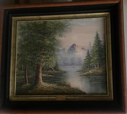 Prachtig Olieverfschilderij  Klassiek Berglandschap in Lijst, Antiek en Kunst, Kunst | Schilderijen | Klassiek, Ophalen