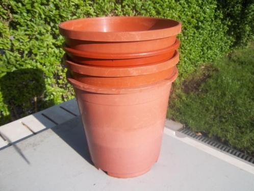 4 bloempotten – Kunststof – Rood - D=27cm – H=+/-25 cm, Jardin & Terrasse, Pots de fleurs, Utilisé, Synthétique, Intérieur, Balcon