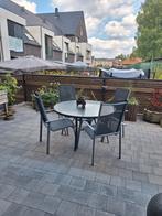 Glazen ronde tafel met 4 stoelen., Tuin en Terras, Ophalen, Gebruikt