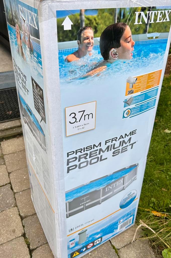 Intex zwembad 3,7m 60cm diep met verwarming, Tuin en Terras, Zwembaden, Zo goed als nieuw, Ophalen
