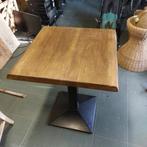 Houten tafel met zwart metalen voet, Huis en Inrichting, Tafels | Bijzettafels, Ophalen, Gebruikt, 55 tot 75 cm, 60 cm of meer