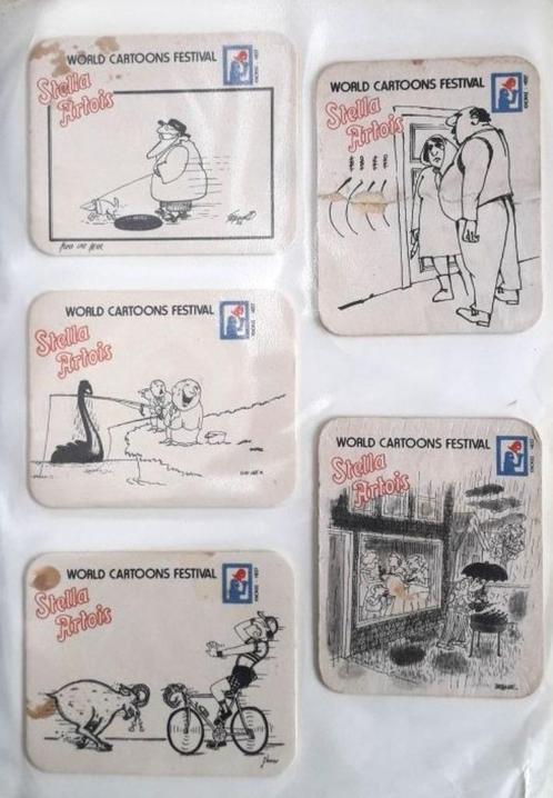 10 bierviltjes "World Cartoons festival" - Stella Artois, Verzamelen, Biermerken, Gebruikt, Viltje(s), Stella Artois, Ophalen of Verzenden