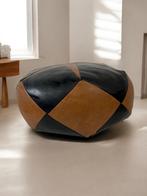 vintage bruin zwart patchwork  poef seventies, Huis en Inrichting, Ophalen of Verzenden