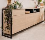 Dressoir Hoog SOUL - Zwart/Eiken, Ophalen, Met deur(en), Zo goed als nieuw, 200 cm of meer