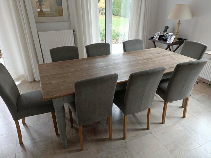 Eettafel met 8 stoelen landelijke stijl in goede staat, Huis en Inrichting, Complete eetkamers, Gebruikt, Ophalen