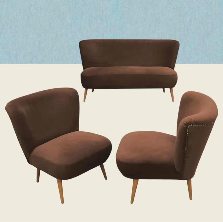 Retro lounge set, Huis en Inrichting, Zetels | Zetels en Chaises Longues, Gebruikt, Tweepersoons, Minder dan 150 cm, Minder dan 75 cm