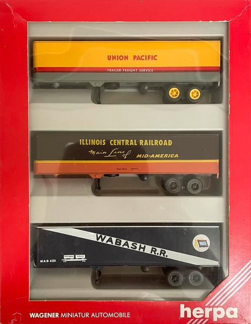Herpa box met 3 USA Trailers 1/87, Hobby & Loisirs créatifs, Voitures miniatures | 1:87, Comme neuf, Bus ou Camion, Herpa, Enlèvement ou Envoi