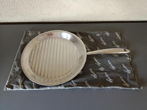 POELE GRILL 28 CM ROESTVRIJ STAAL ACCADEMIA LAGOFUSION, Huis en Inrichting, Keuken | Potten en Pannen, Zo goed als nieuw, Koekenpan of Braadpan