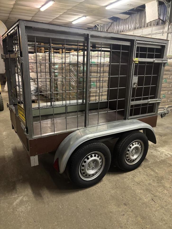 Remorque double essieux grillagée et couverte, Auto diversen, Aanhangers en Bagagewagens, Gebruikt, Ophalen