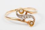 Bague ancienne ( année 30/40) sertie diamants, Goud, Ring, Met edelsteen