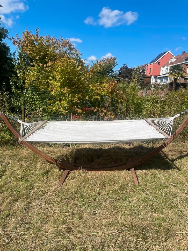Hamac de jardin + pied (bon état), Tuin en Terras, Hangmatten, Gebruikt, Eenpersoons, Met standaard, Buiten, Ophalen