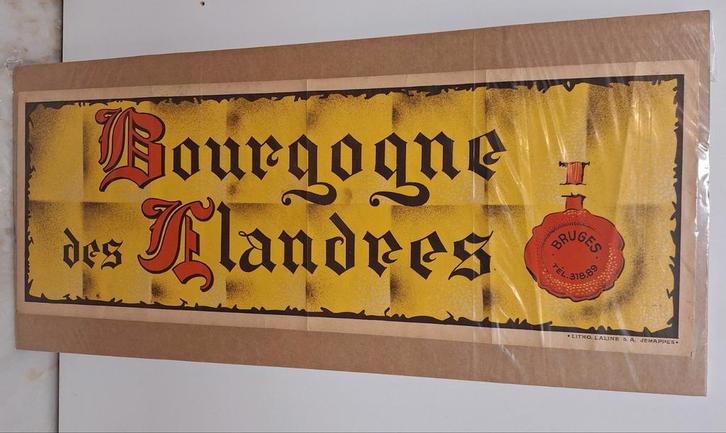 Affiche Bourgogne des Flandres Bruges années 1960, Collections, Marques & Objets publicitaires, Utilisé, Panneau publicitaire