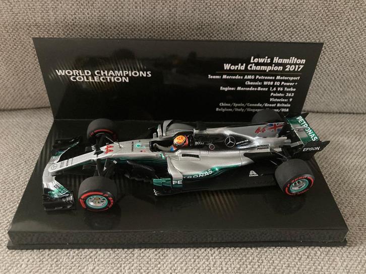 Lewis Hamilton 1:43 World Champion 2017 Mercedes W08 F1, Verzamelen, Automerken, Motoren en Formule 1, Nieuw, Formule 1, Ophalen of Verzenden