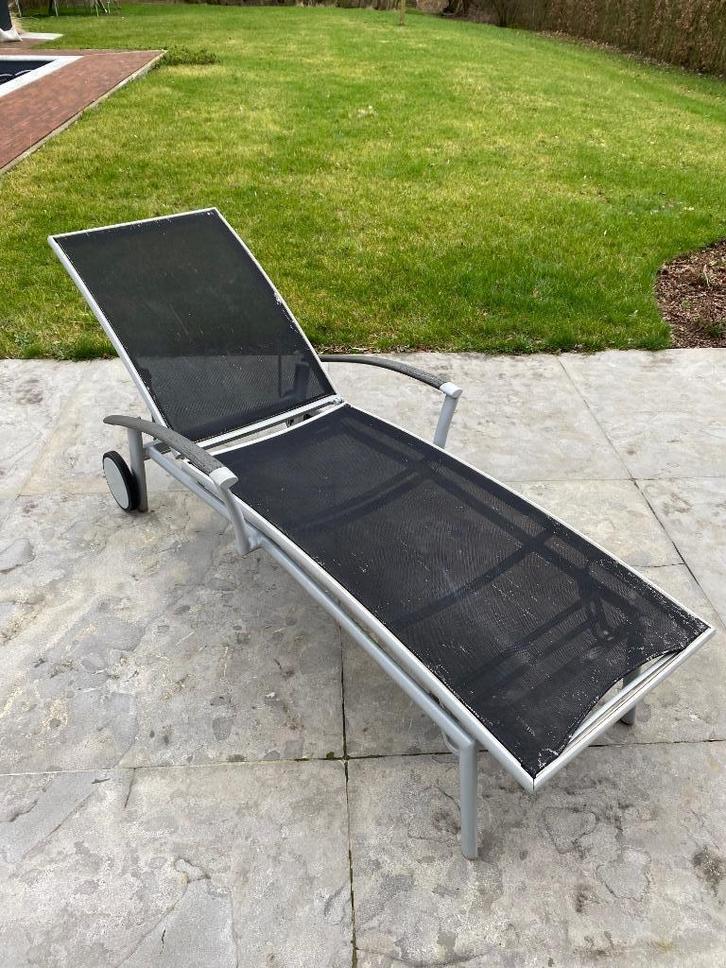 ligzetel ligbed met armleuningen, Tuin en Terras, Ligbedden, Gebruikt, Aluminium, Verstelbaar, Verrijdbaar, Ophalen