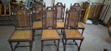6 chaises malinoises haut dossier en chêne beschikbaar voor biedingen