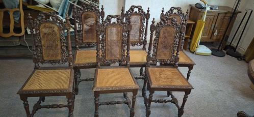 6 chaises malinoises haut dossier en chêne, Antiek en Kunst, Antiek | Meubels | Stoelen en Sofa's, Ophalen