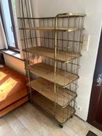 Prachtig bakkersrek van goudgekleurd metaal en hout, Ophalen, Met plank(en), Vintage, Rustiek, Rustique, 50 tot 100 cm