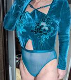BLAUWE FLUWELEN BODYSUIT maat 40, Verzenden, Blauw