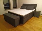 Boxspring + 2 nachtkastjes + opbergbak + topper, Huis en Inrichting, Ophalen, Zwart, Tweepersoons, Zo goed als nieuw