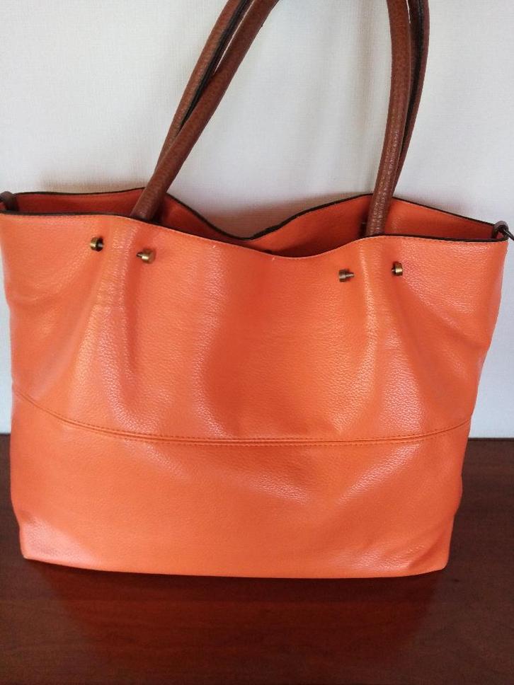 Lederen handtassen, Handtassen en Accessoires, Tassen | Damestassen, Handtas, Oranje, Ophalen of Verzenden
