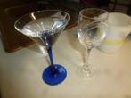 cocktailglazen - blauwe steel - prachtig Luminarc-kristal, Huis en Inrichting, Ophalen of Verzenden, Zo goed als nieuw, Glas of Kopje