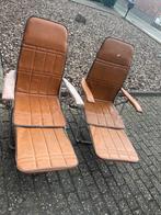 vintage terras stoelen in skai leder / kunst leer bruine kle, Ophalen of Verzenden