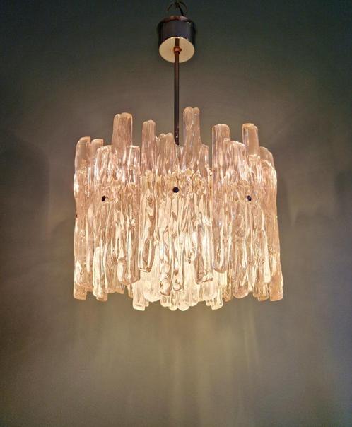 Vintage kroonluchter, ijskappen, jaren 70, Antiek en Kunst, Antiek | Verlichting, Ophalen of Verzenden
