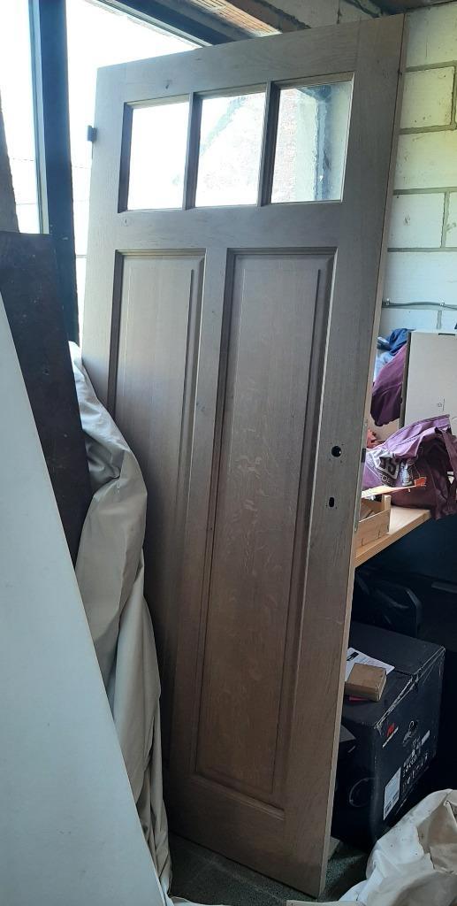 Mooie houten deur - NIEUW, Bricolage & Construction, Fenêtres & Moustiquaires, Neuf, Moins de 200 cm, 80 à 100 cm, Verre, Bois