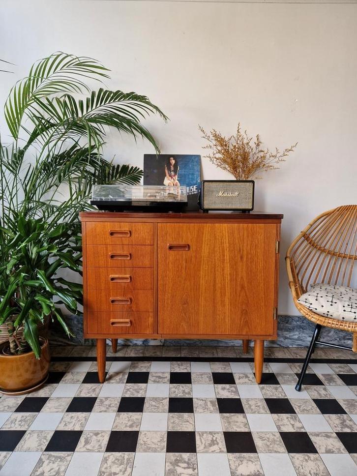 Vintage midcentury platenspeler meubel | kast | retro, Huis en Inrichting, Kasten | Overige, Ophalen