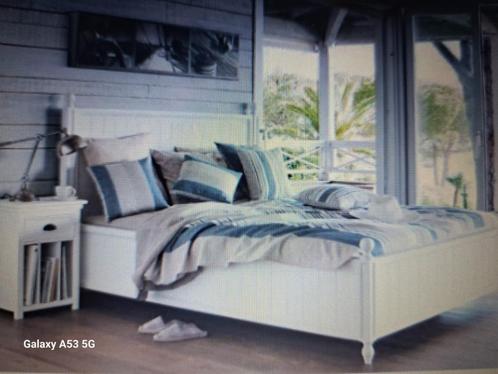 Maison du monde 'Newport' bed 160x200, Huis en Inrichting, Slaapkamer | Bedden, Gebruikt, Tweepersoons, 160 cm, 200 cm, Hout, Wit