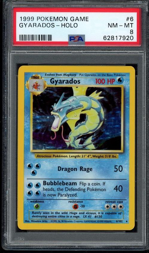 Gyarados Holo PSA 8 - 6/102 - Kit de base 1999, Hobby & Loisirs créatifs, Jeux de cartes à collectionner | Pokémon, Comme neuf