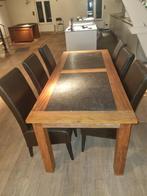 Eettafel Teak met steen in perfecte staat, Huis en Inrichting, Tafels | Eettafels, Ophalen, Teakhout, 200 cm of meer, 50 tot 100 cm